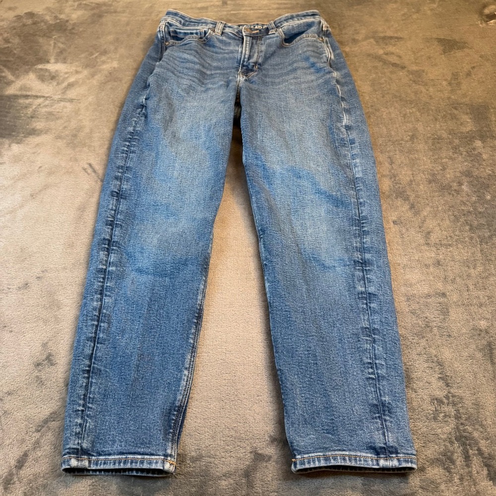 American‎ Eagle Blue High Rise Stretch Mom Jeans Tapered Leg Women Size 4